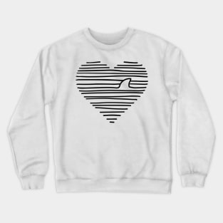 Love Shark Minimalist Line Drawing Shark Fin Gift Crewneck Sweatshirt